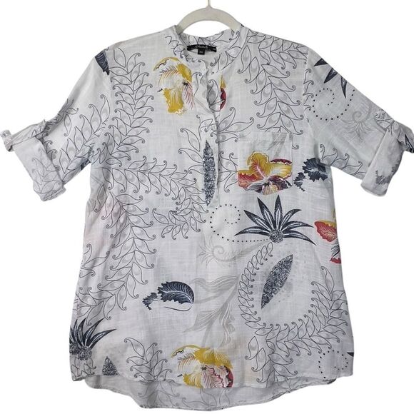 Charlie B made in Italy gauze cotton tunic top p/s Roll Up Sleeve Blouse - Picture 1 of 16